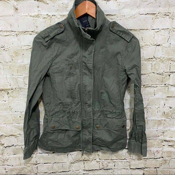Love Tree Army Green Tactical Cimched Waist Zip Up Jacket - Picture 1 of 4